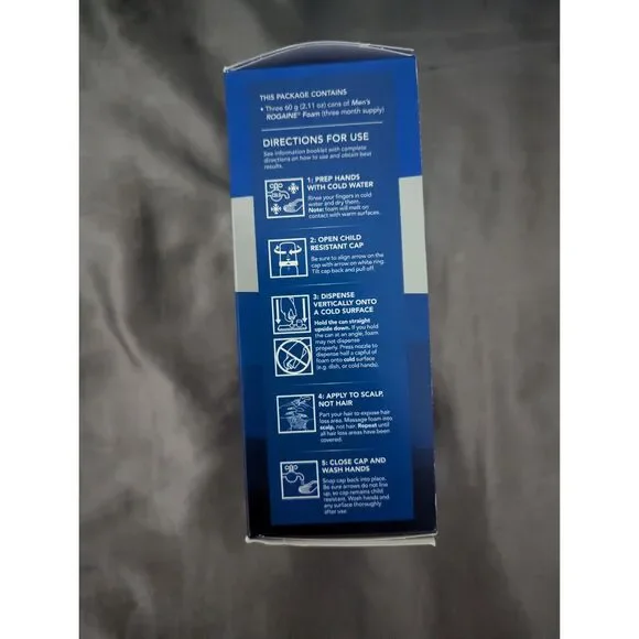 Rogaine Minoxidil Unscented Men's Hair Regrowth Foam, 3 MONTH Supply Unopened - Picture 4 of 5